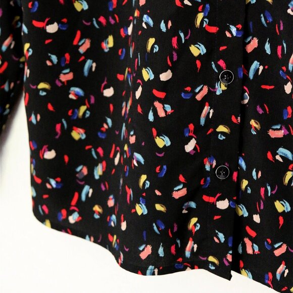 Cabi Ferris Button Front Shirt Blouse Top M #3423 Colorful Feather Confetti Mod - Picture 10 of 14